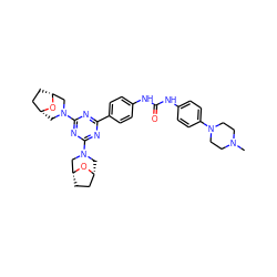 CN1CCN(c2ccc(NC(=O)Nc3ccc(-c4nc(N5C[C@@H]6CC[C@H](C5)O6)nc(N5C[C@@H]6CC[C@H](C5)O6)n4)cc3)cc2)CC1 ZINC000058523735