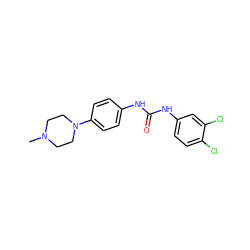 CN1CCN(c2ccc(NC(=O)Nc3ccc(Cl)c(Cl)c3)cc2)CC1 ZINC000117726608