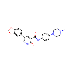 CN1CCN(c2ccc(NC(=O)c3cc(-c4ccc5c(c4)OCO5)c[nH]c3=O)cc2)CC1 ZINC000013680572