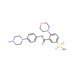 CN1CCN(c2ccc(NC(=O)c3cc(S(N)(=O)=O)ccc3N3CCOCC3)cc2)CC1 ZINC000009469196