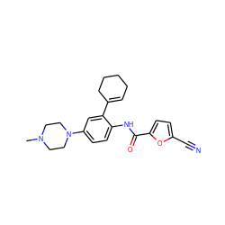 CN1CCN(c2ccc(NC(=O)c3ccc(C#N)o3)c(C3=CCCCC3)c2)CC1 ZINC000029047305