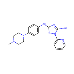 CN1CCN(c2ccc(Nc3nc(N)n(-c4ccccn4)n3)cc2)CC1 ZINC000072128607