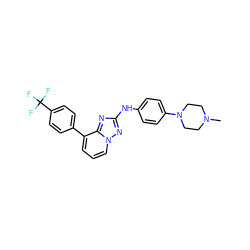 CN1CCN(c2ccc(Nc3nc4c(-c5ccc(C(F)(F)F)cc5)cccn4n3)cc2)CC1 ZINC000146966116