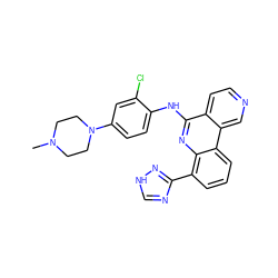 CN1CCN(c2ccc(Nc3nc4c(-c5nc[nH]n5)cccc4c4cnccc34)c(Cl)c2)CC1 ZINC000073166861