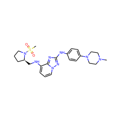 CN1CCN(c2ccc(Nc3nc4c(NC[C@H]5CCCN5S(C)(=O)=O)cccn4n3)cc2)CC1 ZINC000096169692