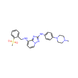 CN1CCN(c2ccc(Nc3nc4c(NCc5ccccc5S(C)(=O)=O)cccn4n3)cc2)CC1 ZINC000142969394