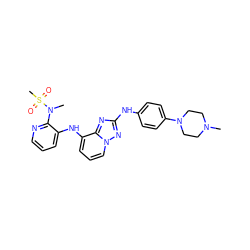 CN1CCN(c2ccc(Nc3nc4c(Nc5cccnc5N(C)S(C)(=O)=O)cccn4n3)cc2)CC1 ZINC000142893745