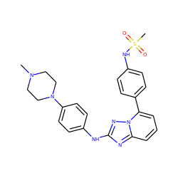 CN1CCN(c2ccc(Nc3nc4cccc(-c5ccc(NS(C)(=O)=O)cc5)n4n3)cc2)CC1 ZINC000096169609