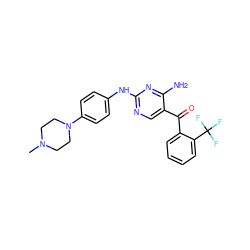 CN1CCN(c2ccc(Nc3ncc(C(=O)c4ccccc4C(F)(F)F)c(N)n3)cc2)CC1 ZINC000014950215