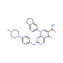 CN1CCN(c2ccc(Nc3ncc4c(=O)c(C(N)=O)cn(-c5ccc6c(c5)CCC6)c4n3)cc2)CC1 ZINC000053223989