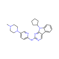 CN1CCN(c2ccc(Nc3ncc4c5ccccc5n(C5CCCC5)c4n3)nc2)CC1 ZINC000169706745