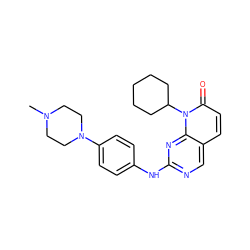 CN1CCN(c2ccc(Nc3ncc4ccc(=O)n(C5CCCCC5)c4n3)cc2)CC1 ZINC000003815498