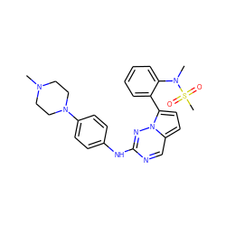 CN1CCN(c2ccc(Nc3ncc4ccc(-c5ccccc5N(C)S(C)(=O)=O)n4n3)cc2)CC1 ZINC000072178701