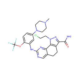 CN1CCN(c2ccc(OC(F)(F)F)c(Nc3ncc4c(n3)-c3c(c(C(N)=O)nn3CCCl)CC4)c2)CC1 ZINC000070690070