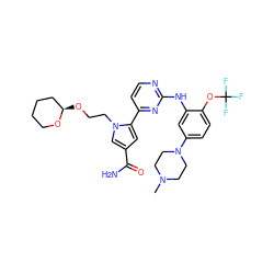 CN1CCN(c2ccc(OC(F)(F)F)c(Nc3nccc(-c4cc(C(N)=O)cn4CCO[C@@H]4CCCCO4)n3)c2)CC1 ZINC000082157734