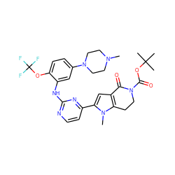 CN1CCN(c2ccc(OC(F)(F)F)c(Nc3nccc(-c4cc5c(n4C)CCN(C(=O)OC(C)(C)C)C5=O)n3)c2)CC1 ZINC000073219123