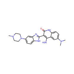 CN1CCN(c2ccc3[nH]c(-c4c(N)c5cc(N(C)C)ccc5[nH]c4=O)nc3c2)CC1 ZINC000040957164