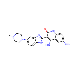 CN1CCN(c2ccc3[nH]c(-c4c(N)c5cc(N)ccc5[nH]c4=O)nc3c2)CC1 ZINC000040975628