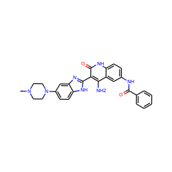 CN1CCN(c2ccc3[nH]c(-c4c(N)c5cc(NC(=O)c6ccccc6)ccc5[nH]c4=O)nc3c2)CC1 ZINC000040957167