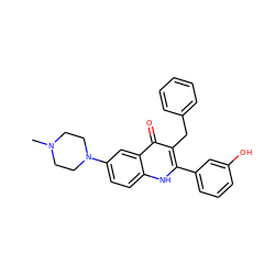 CN1CCN(c2ccc3[nH]c(-c4cccc(O)c4)c(Cc4ccccc4)c(=O)c3c2)CC1 ZINC000072113354