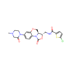 CN1CCN(c2ccc3c(c2)OC[C@H]2[C@H](CNC(=O)c4ccc(Cl)s4)OC(=O)N32)C(=O)C1 ZINC000299824705