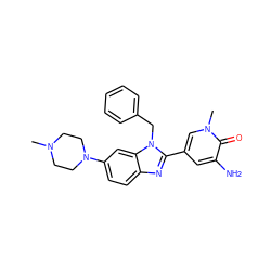 CN1CCN(c2ccc3nc(-c4cc(N)c(=O)n(C)c4)n(Cc4ccccc4)c3c2)CC1 ZINC001772604651