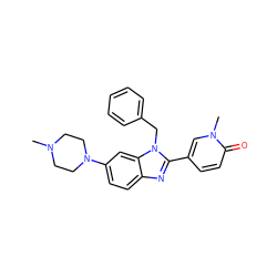 CN1CCN(c2ccc3nc(-c4ccc(=O)n(C)c4)n(Cc4ccccc4)c3c2)CC1 ZINC001772571605