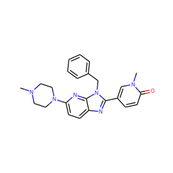 CN1CCN(c2ccc3nc(-c4ccc(=O)n(C)c4)n(Cc4ccccc4)c3n2)CC1 ZINC001772584081