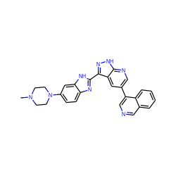 CN1CCN(c2ccc3nc(-c4n[nH]c5ncc(-c6cncc7ccccc67)cc45)[nH]c3c2)CC1 ZINC000028950074