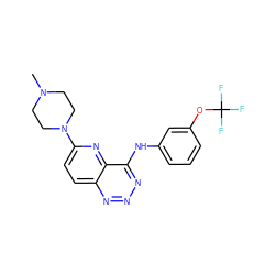 CN1CCN(c2ccc3nnnc(Nc4cccc(OC(F)(F)F)c4)c3n2)CC1 ZINC000653789007