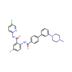 CN1CCN(c2cccc(-c3ccc(C(=O)Nc4ccc(Cl)cc4C(=O)Nc4ccc(Cl)cn4)cc3)c2)CC1 ZINC000028017778