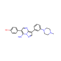 CN1CCN(c2cccc(-c3cnn4c(N)c(-c5ccc(O)cc5)cnc34)c2)CC1 ZINC000035847899