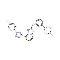 CN1CCN(c2cccc(Nc3nc4c(-c5cnn(-c6ccc(F)cc6)c5)cccn4n3)c2)CC1 ZINC000096169793