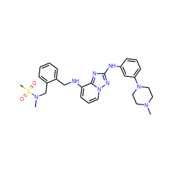 CN1CCN(c2cccc(Nc3nc4c(NCc5ccccc5CN(C)S(C)(=O)=O)cccn4n3)c2)CC1 ZINC000096169679