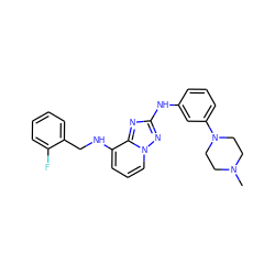 CN1CCN(c2cccc(Nc3nc4c(NCc5ccccc5F)cccn4n3)c2)CC1 ZINC000096169895