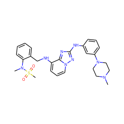 CN1CCN(c2cccc(Nc3nc4c(NCc5ccccc5N(C)S(C)(=O)=O)cccn4n3)c2)CC1 ZINC000096169670