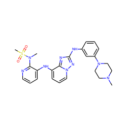 CN1CCN(c2cccc(Nc3nc4c(Nc5cccnc5N(C)S(C)(=O)=O)cccn4n3)c2)CC1 ZINC000146982964