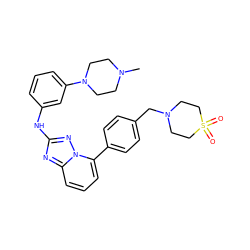 CN1CCN(c2cccc(Nc3nc4cccc(-c5ccc(CN6CCS(=O)(=O)CC6)cc5)n4n3)c2)CC1 ZINC000146269053