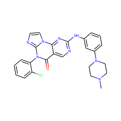 CN1CCN(c2cccc(Nc3ncc4c(=O)n(-c5ccccc5Cl)c5nccn5c4n3)c2)CC1 ZINC000143925727