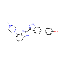 CN1CCN(c2cccc3[nH]c(-c4n[nH]c5cc(-c6ccc(O)cc6)ccc45)nc23)CC1 ZINC000040899002