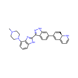 CN1CCN(c2cccc3[nH]c(-c4n[nH]c5cc(C6=CC7=CC=CN[C@@H]7C=C6)ccc45)nc23)CC1 ZINC000040410932