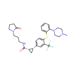 CN1CCN(c2ccccc2Sc2ccc([C@@H]3C[C@@H]3C(=O)NCCCN3CCCC3=O)cc2C(F)(F)F)CC1 ZINC000028021901