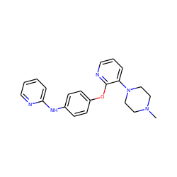 CN1CCN(c2cccnc2Oc2ccc(Nc3ccccn3)cc2)CC1 ZINC000139014555