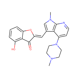 CN1CCN(c2ccnc3c2c(/C=C2\Oc4cccc(O)c4C2=O)cn3C)CC1 ZINC000049072956