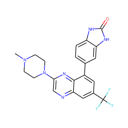 CN1CCN(c2cnc3cc(C(F)(F)F)cc(-c4ccc5[nH]c(=O)[nH]c5c4)c3n2)CC1 ZINC000040394316