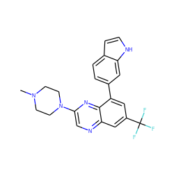 CN1CCN(c2cnc3cc(C(F)(F)F)cc(-c4ccc5cc[nH]c5c4)c3n2)CC1 ZINC000040863923