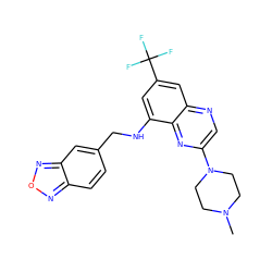 CN1CCN(c2cnc3cc(C(F)(F)F)cc(NCc4ccc5nonc5c4)c3n2)CC1 ZINC000040847583