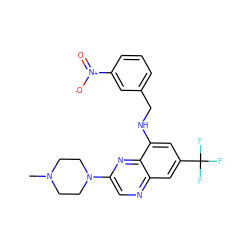 CN1CCN(c2cnc3cc(C(F)(F)F)cc(NCc4cccc([N+](=O)[O-])c4)c3n2)CC1 ZINC000040393194