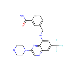 CN1CCN(c2cnc3cc(C(F)(F)F)cc(NCc4cccc(C(N)=O)c4)c3n2)CC1 ZINC000040873511