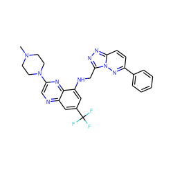 CN1CCN(c2cnc3cc(C(F)(F)F)cc(NCc4nnc5ccc(-c6ccccc6)nn45)c3n2)CC1 ZINC000095562042